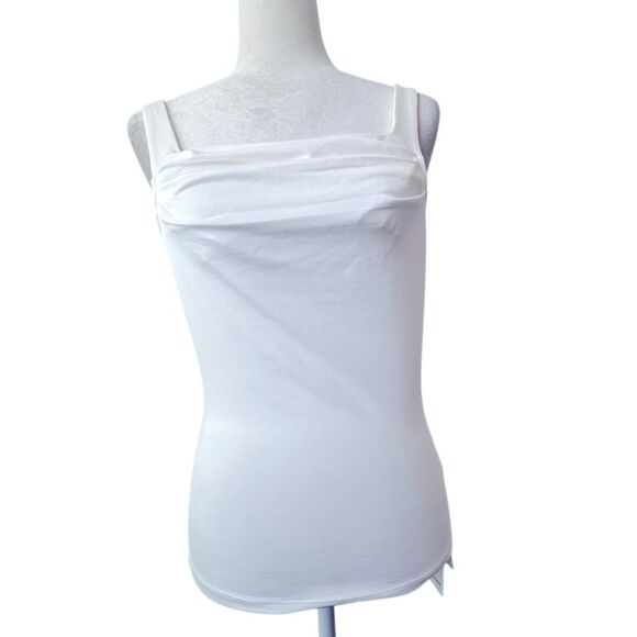 Commense White Tank Top Ruched Square Neck Wide Straps SZ S NEW - Picture 1 of 14